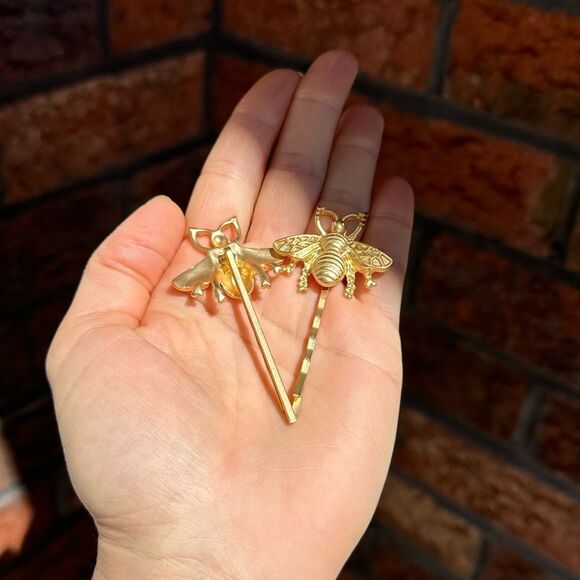 Free People Beehive Matt Gold Hair 2 Barrettes - Picture 7 of 10